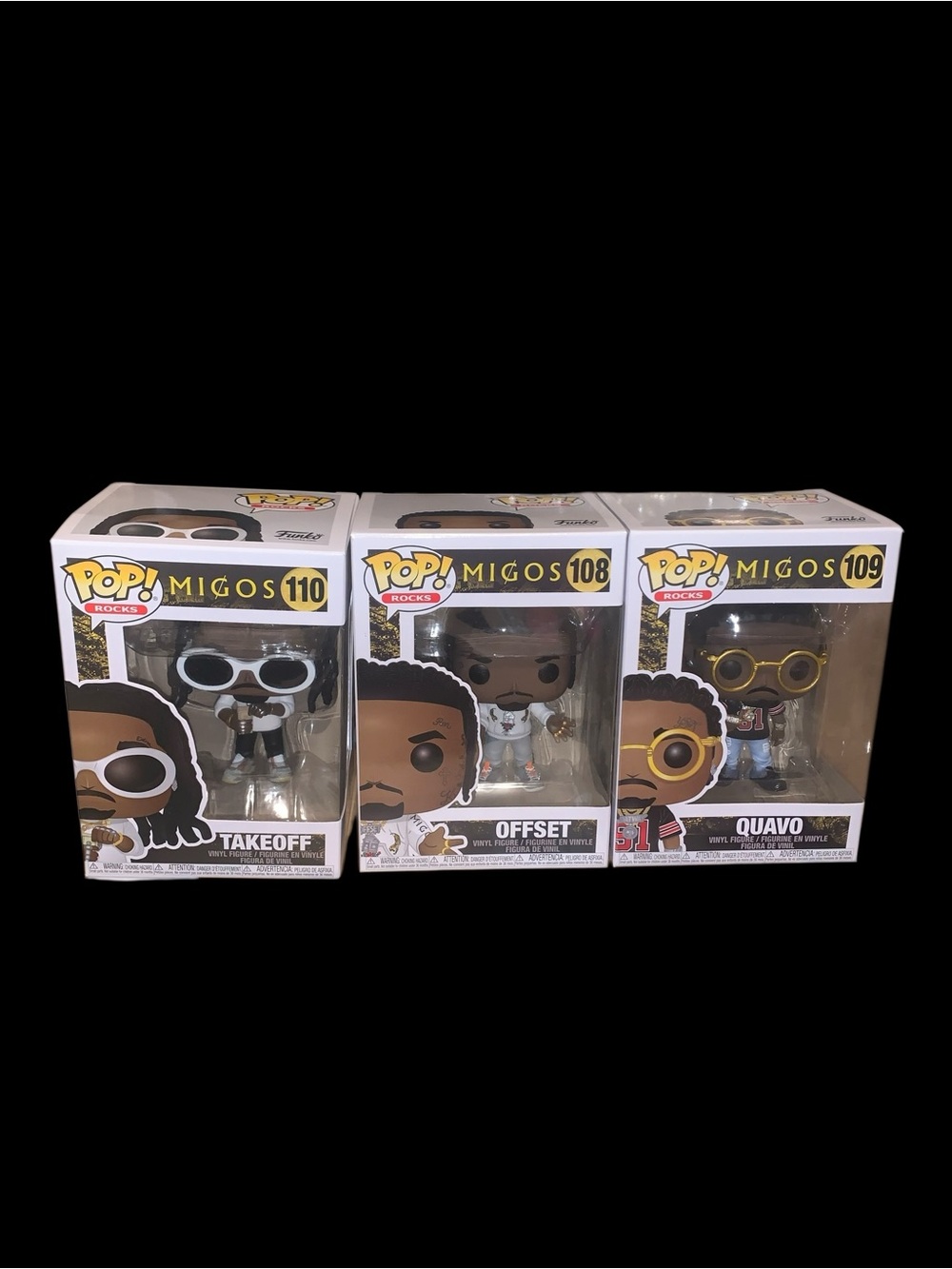 Vaulted 2019 Pop! Rocks “Migos” Takeoff, Quavo & Offset Funko Pop Bundle Set NIB